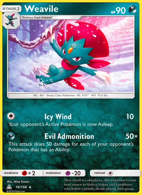 Kaart Weavile uit Ultra Prism, nummer 74/156