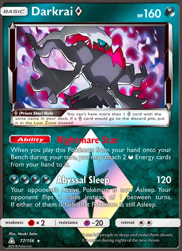 Darkrai ◇ card from Ultra Prism, number 77/156