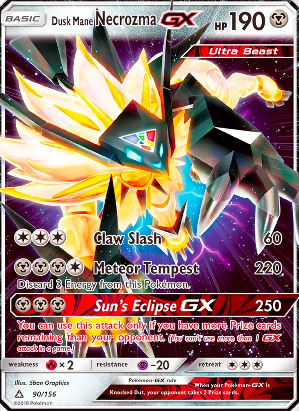 Kaart Dusk Mane Necrozma GX uit Ultra Prism, nummer 90/156