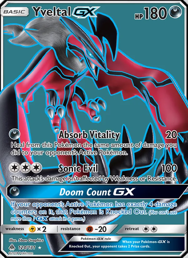 Yveltal GX card from Forbidden Light, number 124/131