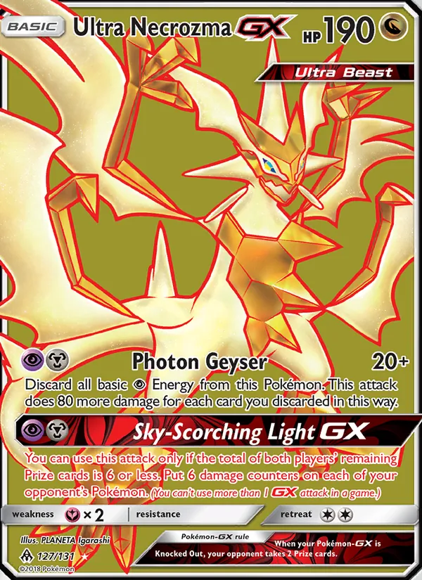 Ultra Necrozma GX card from Forbidden Light, number 127/131