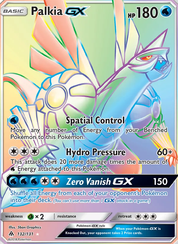 Palkia GX card from Forbidden Light, number 132/131