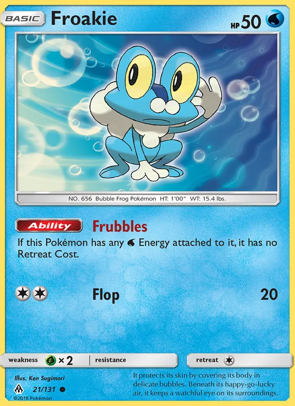 Kartu Froakie dari Forbidden Light, nomor 21/131