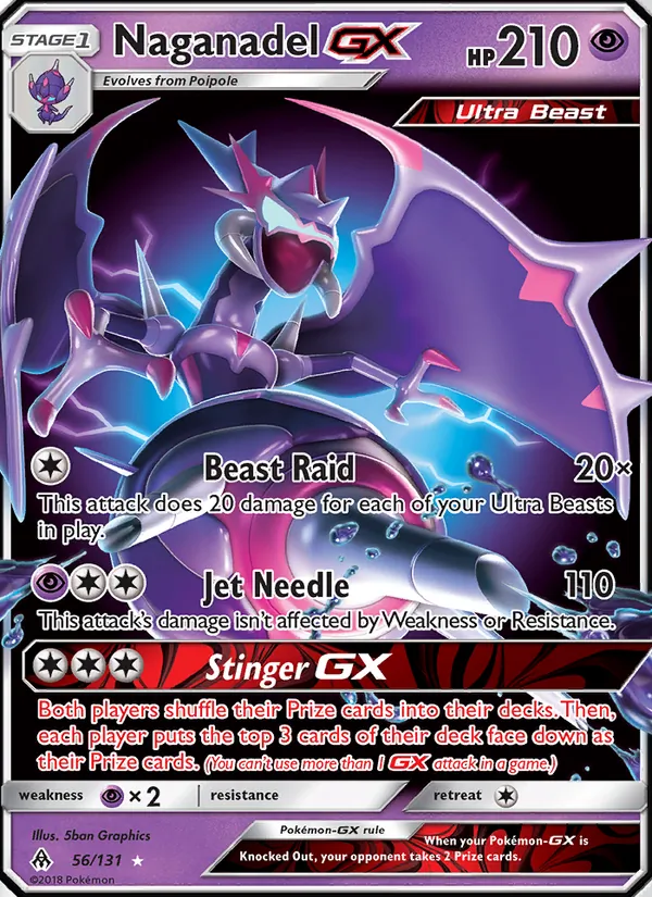 Naganadel GX card from Forbidden Light, number 56/131