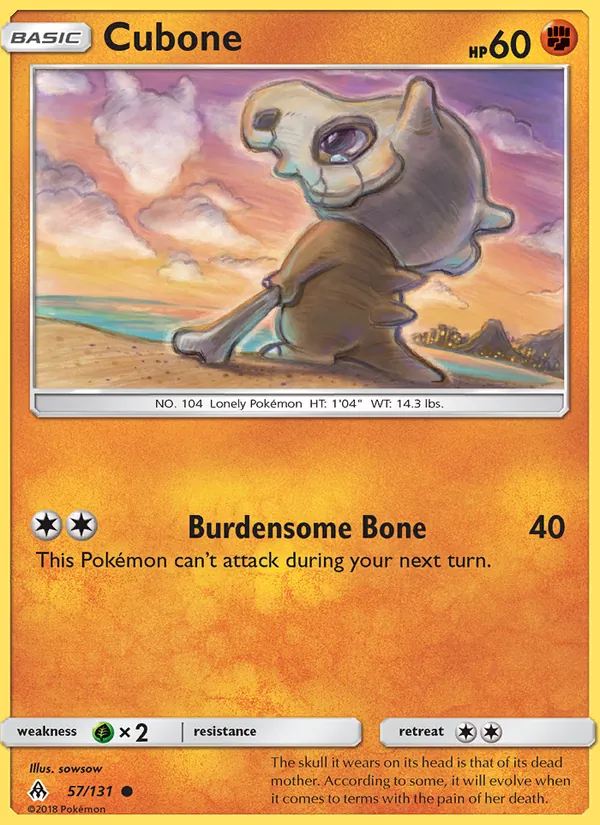 Kartu Cubone dari Forbidden Light, nomor 57/131