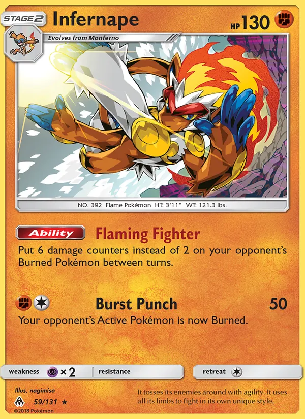 Kaart Infernape uit Forbidden Light, nummer 59/131