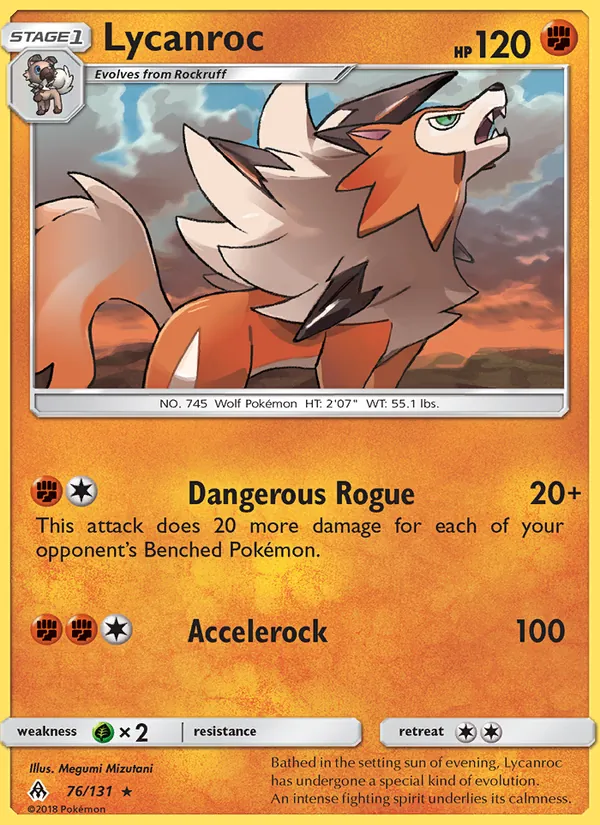 Kaart Lycanroc uit Forbidden Light, nummer 76/131