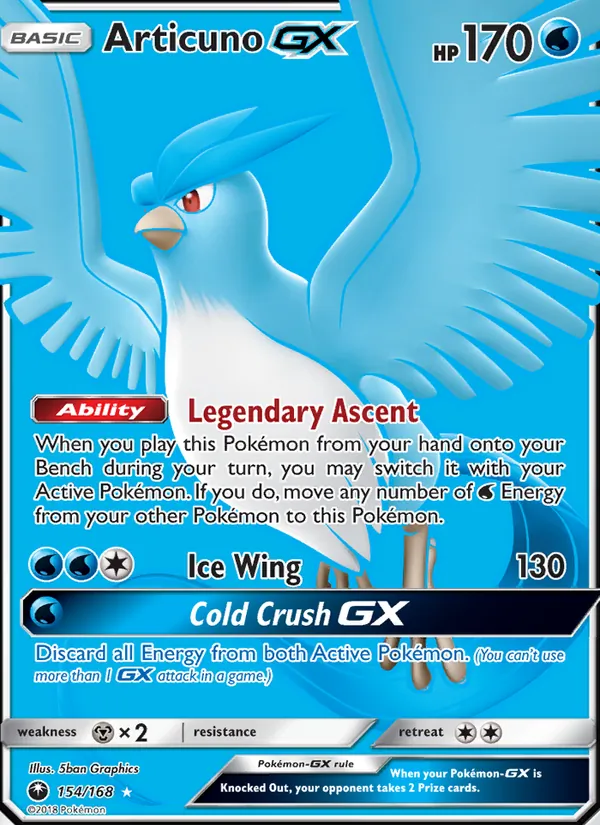 Articuno GX card from Celestial Storm, number 154/168