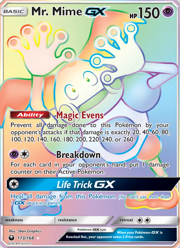 Mr. Mime GX card from Celestial Storm, number 173/168