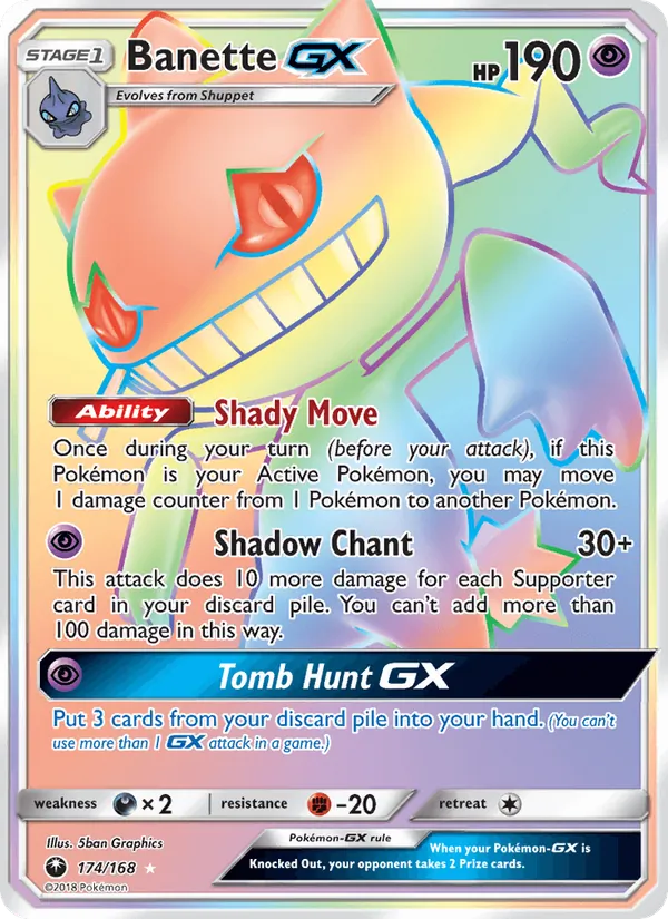 Banette GX card from Celestial Storm, number 174/168