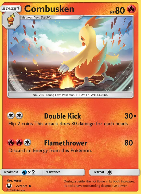 Kartu Combusken dari Celestial Storm, nomor 27/168