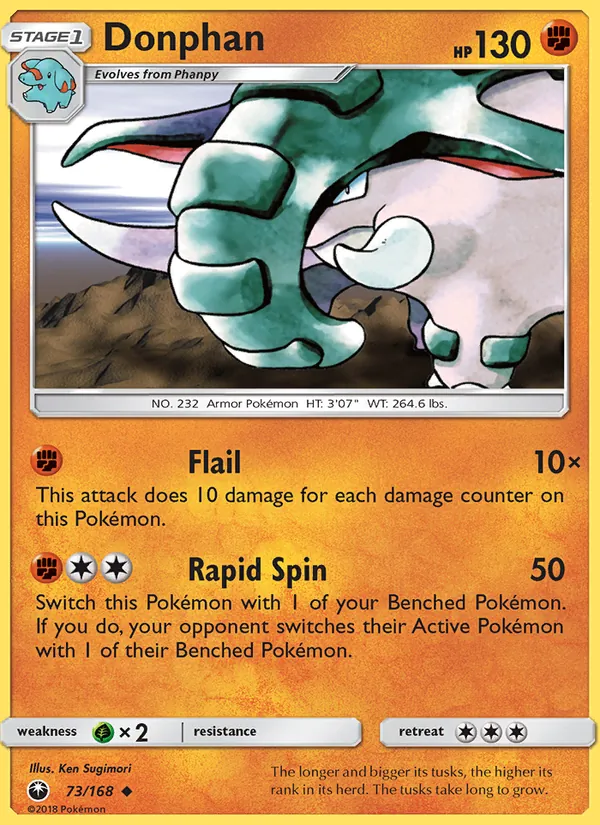 Kartu Donphan dari Celestial Storm, nomor 73/168