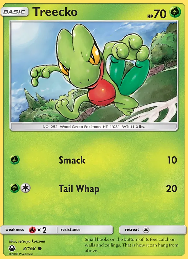 Kaart Treecko uit Celestial Storm, nummer 8/168