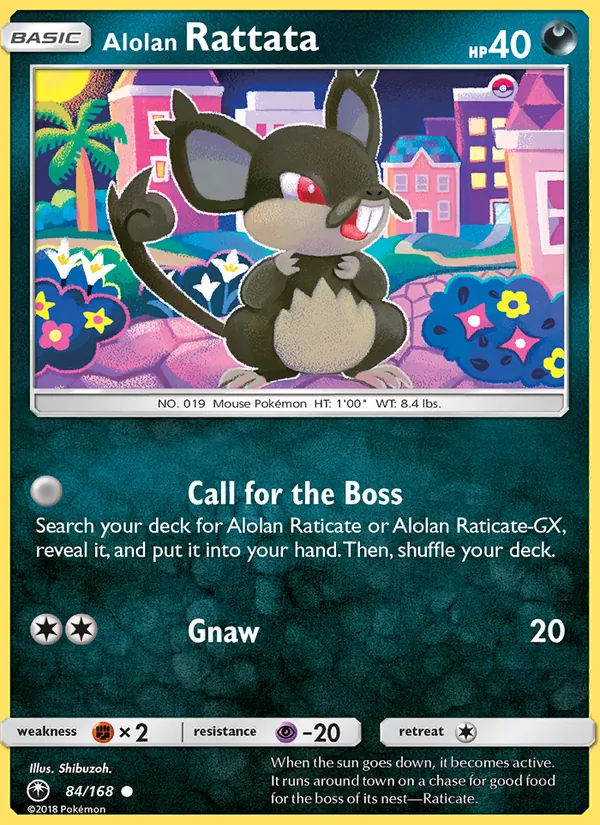 Kartu Alolan Rattata dari Celestial Storm, nomor 84/168