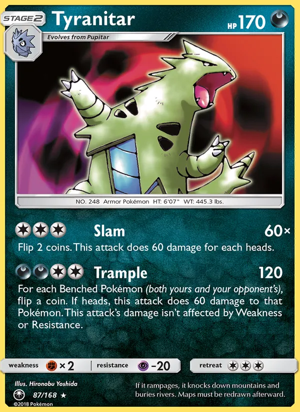 Kartu Tyranitar dari Celestial Storm, nomor 87/168