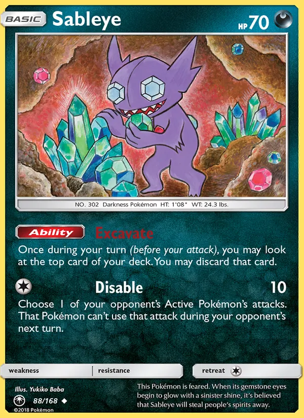 Kartu Sableye dari Celestial Storm, nomor 88/168