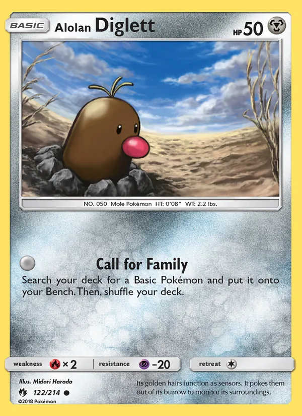 Kartu Alolan Diglett dari Lost Thunder, nomor 122/214