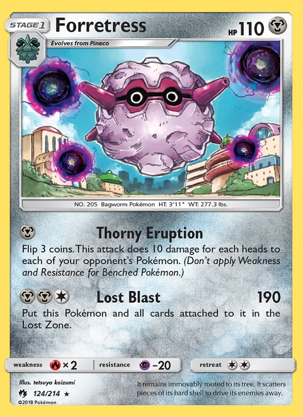 Kartu Forretress dari Lost Thunder, nomor 124/214