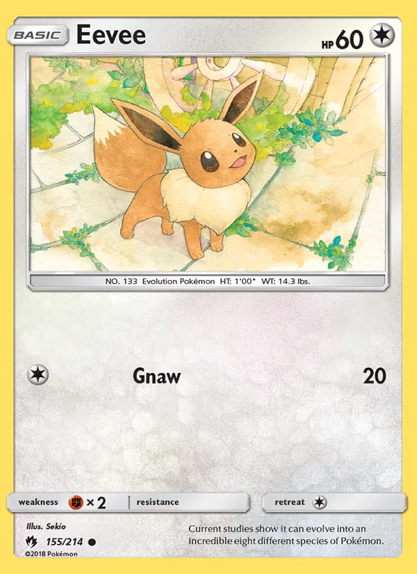 Kartu Eevee dari Lost Thunder, nomor 155/214