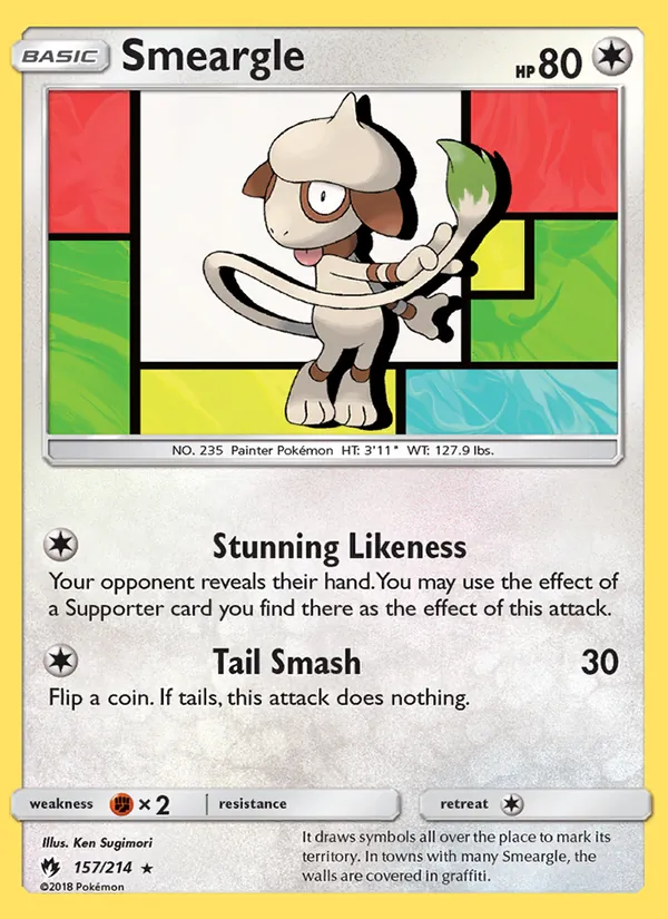 Smeargle card from Lost Thunder, number 157/214