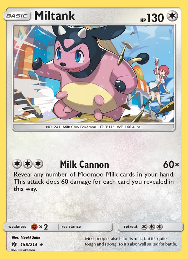 Kartu Miltank dari Lost Thunder, nomor 158/214
