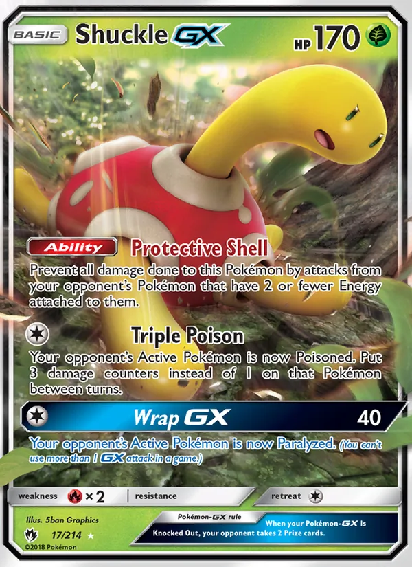 Kartu Shuckle GX dari Lost Thunder, nomor 17/214