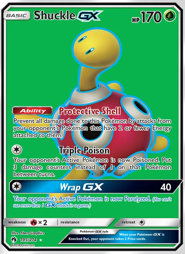 Shuckle GX card from Lost Thunder, number 195/214