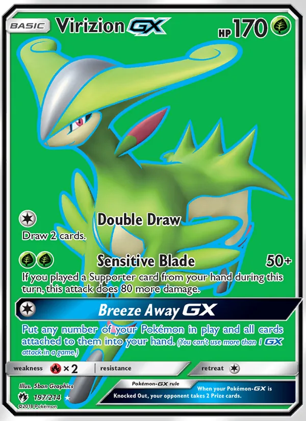 Virizion GX card from Lost Thunder, number 197/214