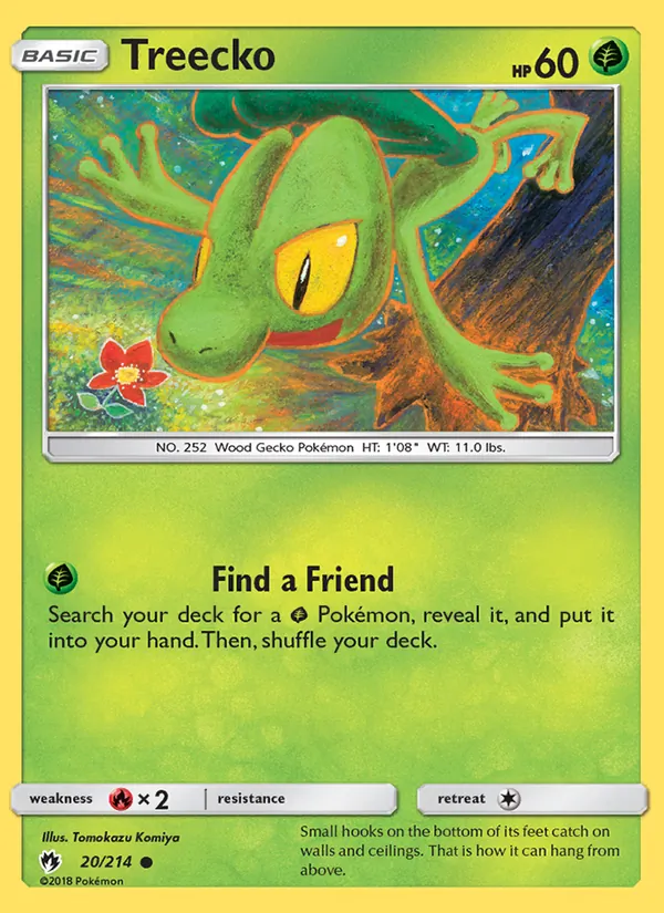 Kaart Treecko uit Lost Thunder, nummer 20/214