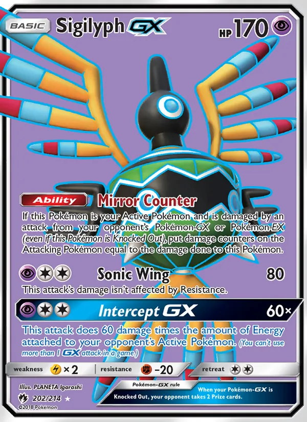 Sigilyph GX card from Lost Thunder, number 202/214