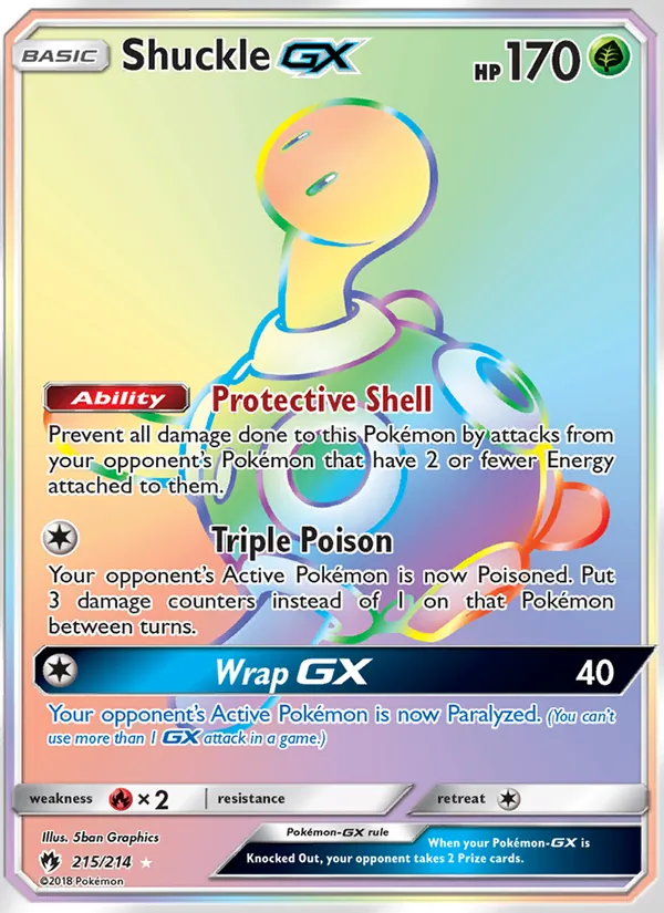 Shuckle GX card from Lost Thunder, number 215/214