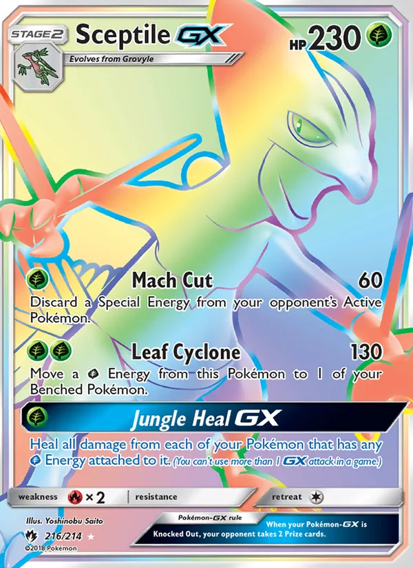 Sceptile GX card from Lost Thunder, number 216/214