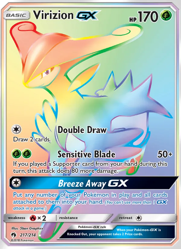 Virizion GX card from Lost Thunder, number 217/214