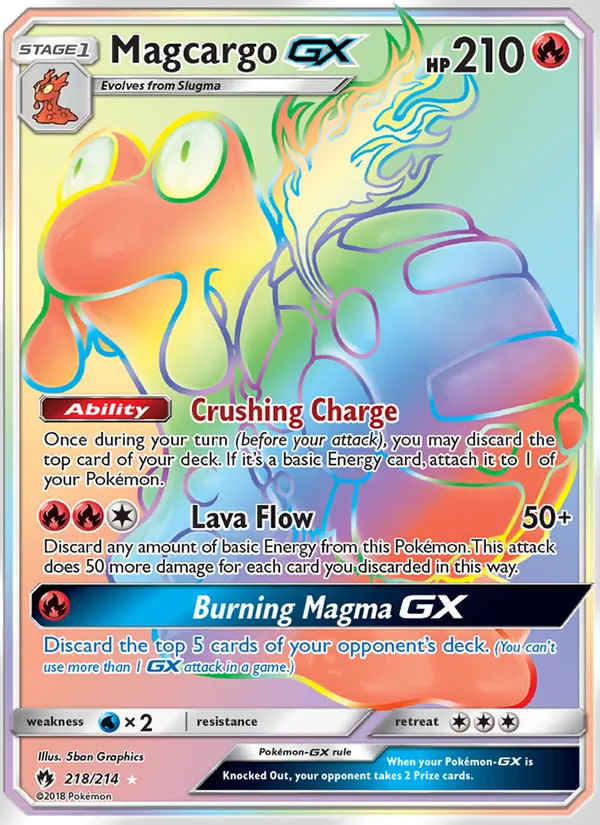 Magcargo GX card from Lost Thunder, number 218/214