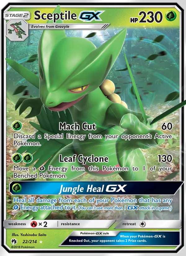 Sceptile GX card from Lost Thunder, number 22/214
