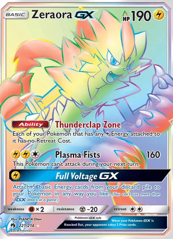 Zeraora GX card from Lost Thunder, number 221/214