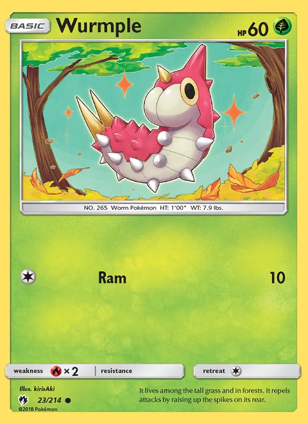 Kartu Wurmple dari Lost Thunder, nomor 23/214