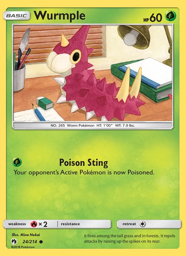 Kartu Wurmple dari Lost Thunder, nomor 24/214
