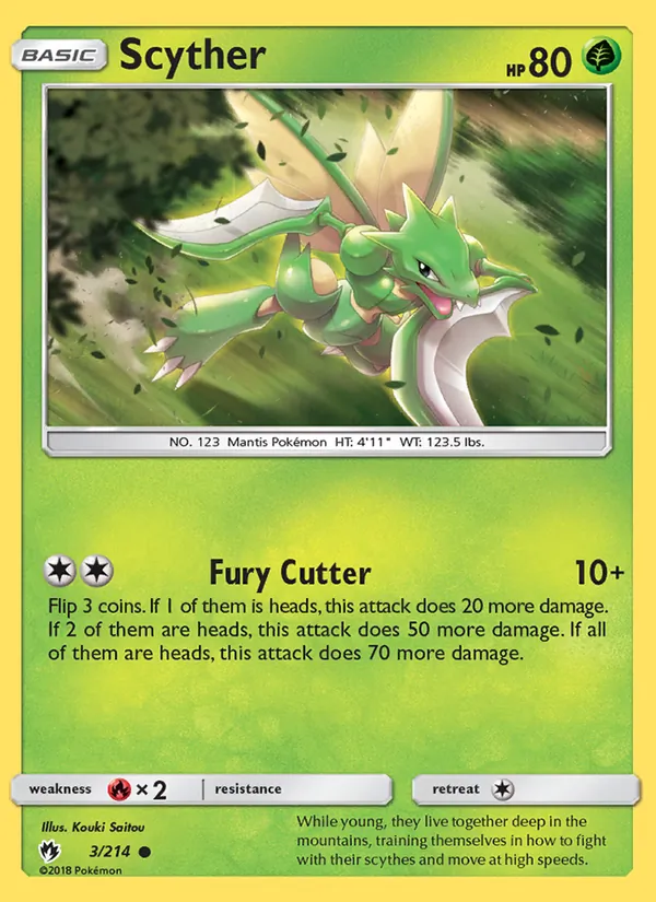 Kaart Scyther uit Lost Thunder, nummer 3/214