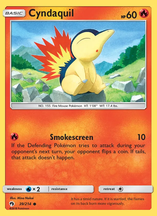 Kaart Cyndaquil uit Lost Thunder, nummer 39/214