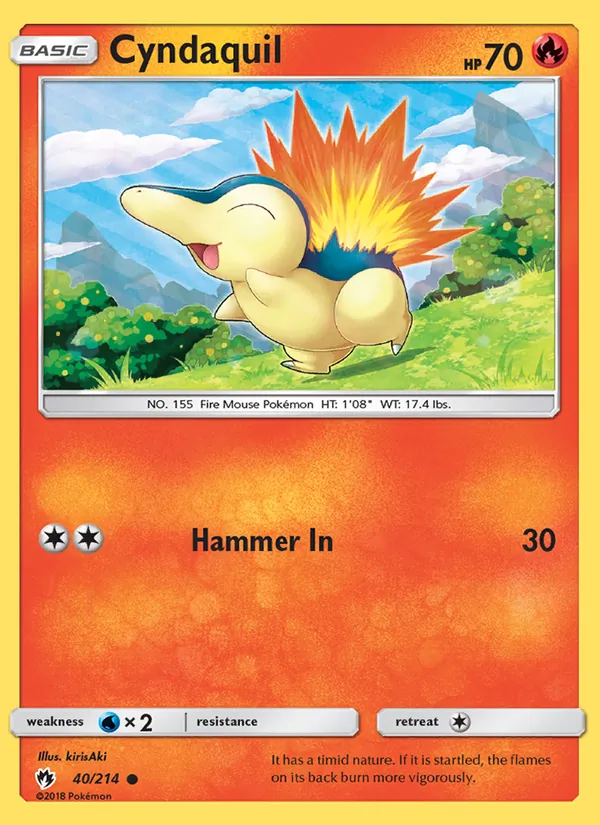 Kartu Cyndaquil dari Lost Thunder, nomor 40/214