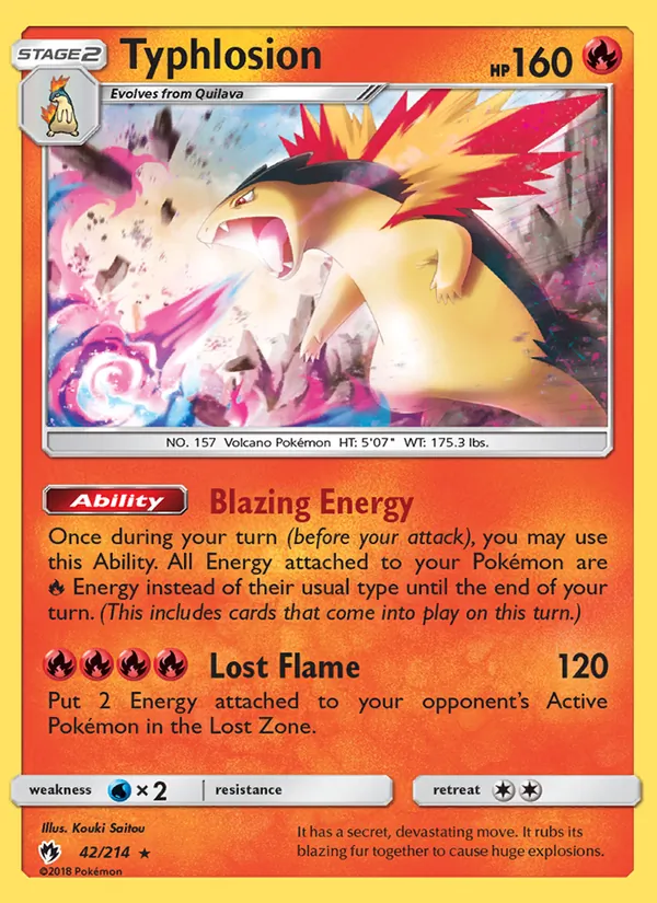 Typhlosion card from Lost Thunder, number 42/214