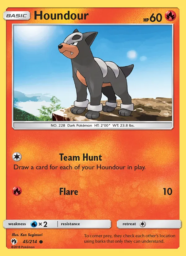 Kaart Houndour uit Lost Thunder, nummer 45/214