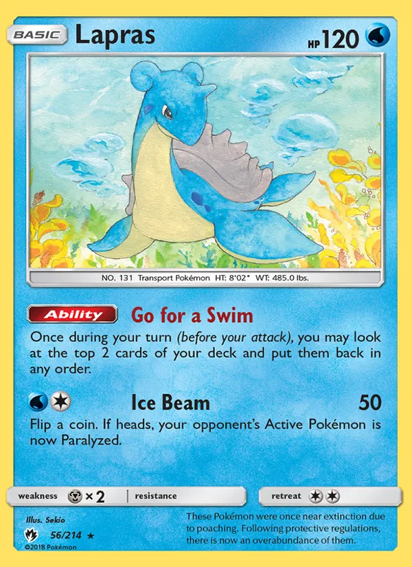 Kartu Lapras dari Lost Thunder, nomor 56/214