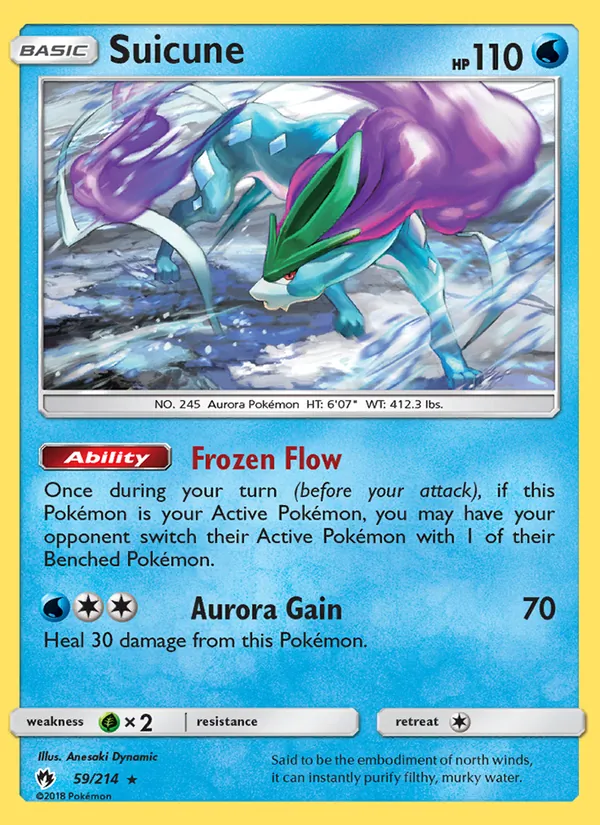 Suicune card from Lost Thunder, number 59/214