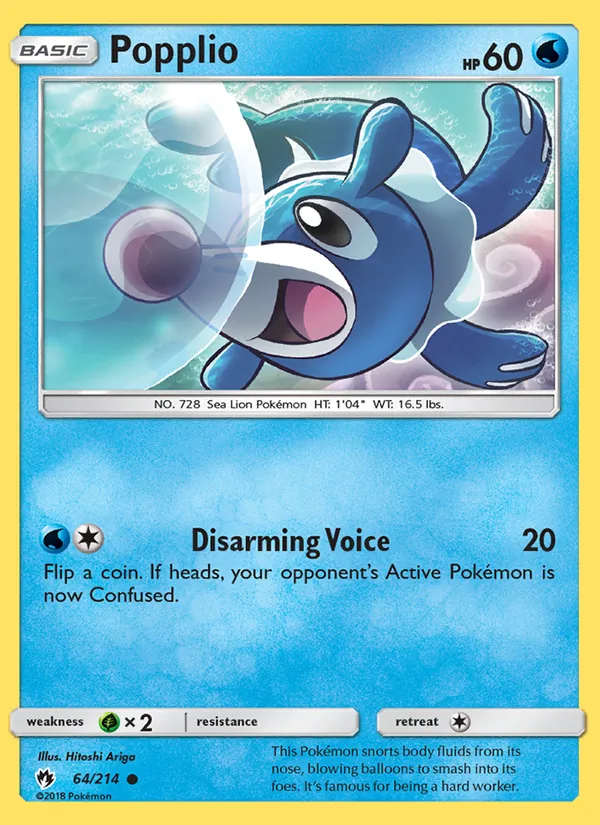 Kaart Popplio uit Lost Thunder, nummer 64/214