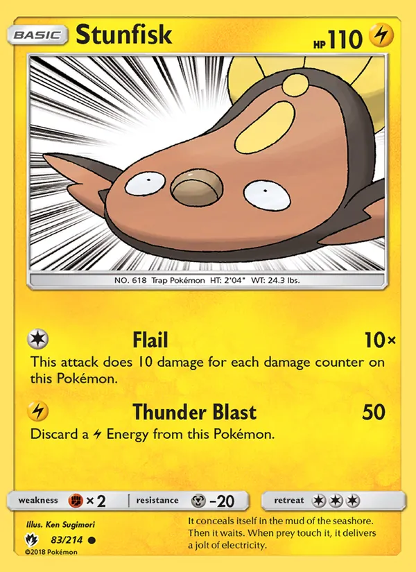 Kartu Stunfisk dari Lost Thunder, nomor 83/214