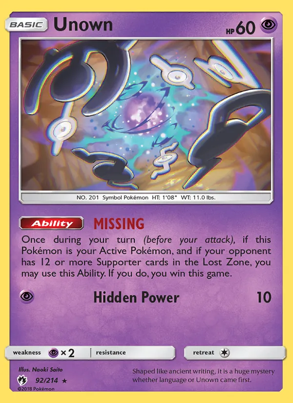 Kartu Unown dari Lost Thunder, nomor 92/214