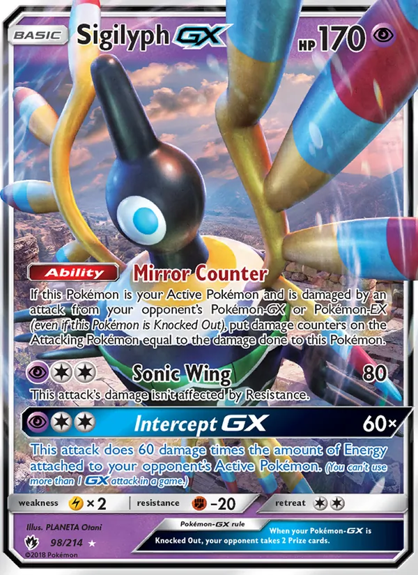 Kaart Sigilyph GX uit Lost Thunder, nummer 98/214