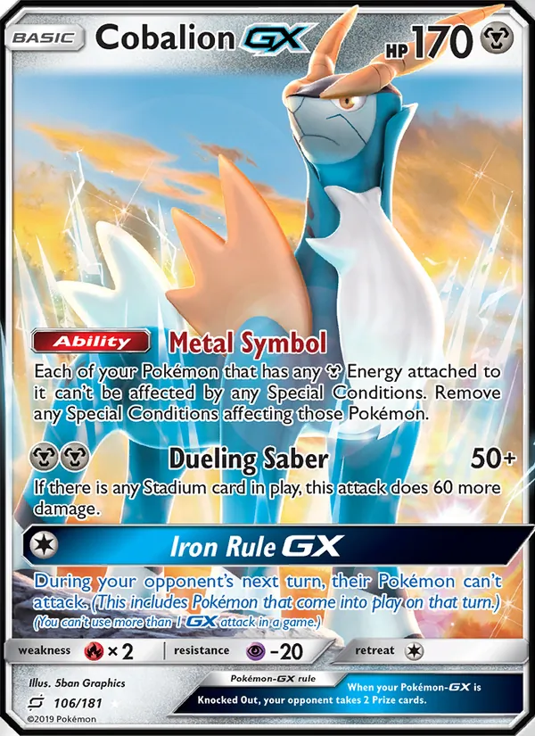 Kartu Cobalion GX dari Team Up, nomor 106/181